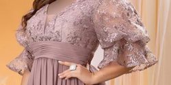 مدل لباس مجلسی گیپور و مخمل برای افراد چاق و شکم دار