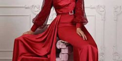 مدل لباس ساتن پوشیده بلند مجلسی اینستاگرام + لباس ساتن ساده