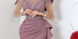مدل لباس یقه باز مجلسی و آستین دار + مدل لباس یقه باز زنانه