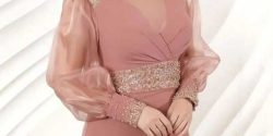 مدل لباس ماکسی مجلسی ساده و شیک با پارچه لمه و پولکی