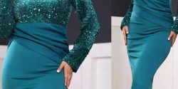 مدل لباس پولکی ساده بلند + مدل لباس مجلسی پولکی استین دار