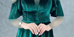 مدل لباس مخمل برای عروسی + لباس مجلسی مخمل سبز یشمی