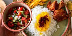 تزیین برنج و مرغ سرخ شده مجلسی + تزیین زرشک پلو با مرغ