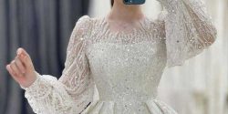 مدل لباس عروس آستین دار جدید + لباس عروس آستین دار پفی