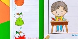 تزیین دفتر مشق با مداد رنگی و طرح های جذاب برای کودکان