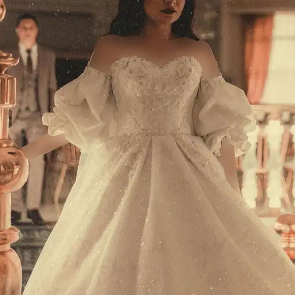 مدل لباس عروس آستین پفی