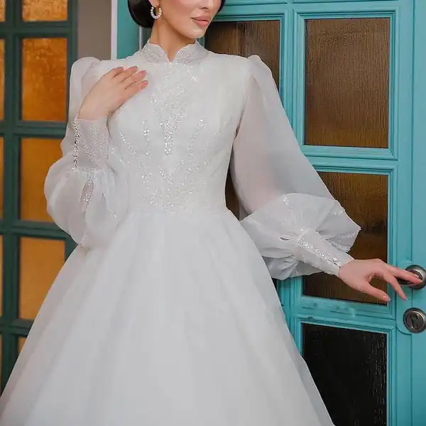 مدل لباس عروس آستین پفی