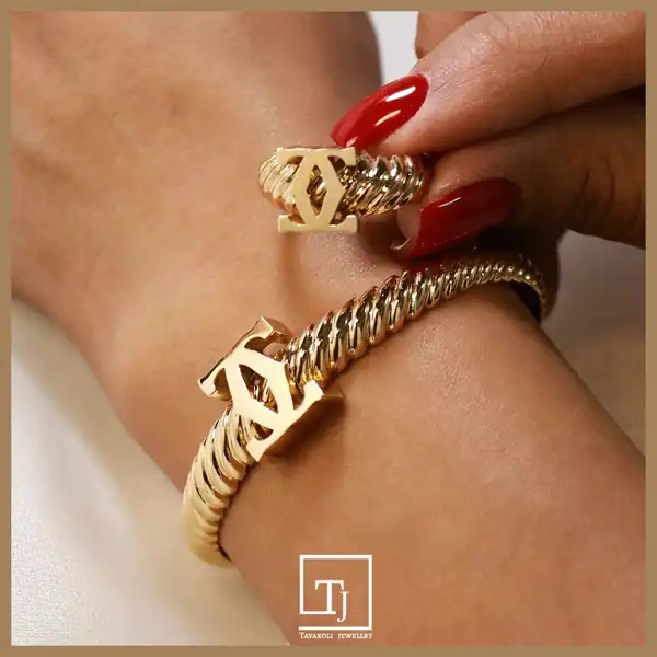 ست دستبند و انگشتر طلا زنانه
