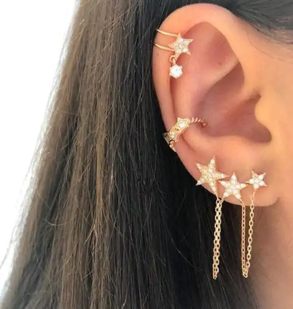 مدل گوشواره طلا برای سه سوراخ