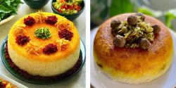 تزیین برنج قالبی در ظرف برای شیک تر کردن سفره مهمانی