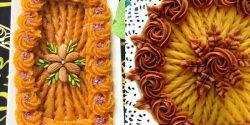 تزیین حلوا با ماسوره ساده و شکوفه برای مراسم نذری و ختم