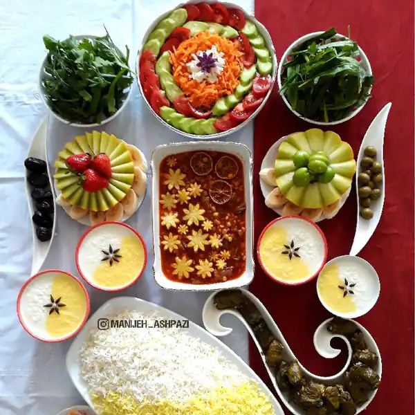 تزیین خورش قیمه با برنج
